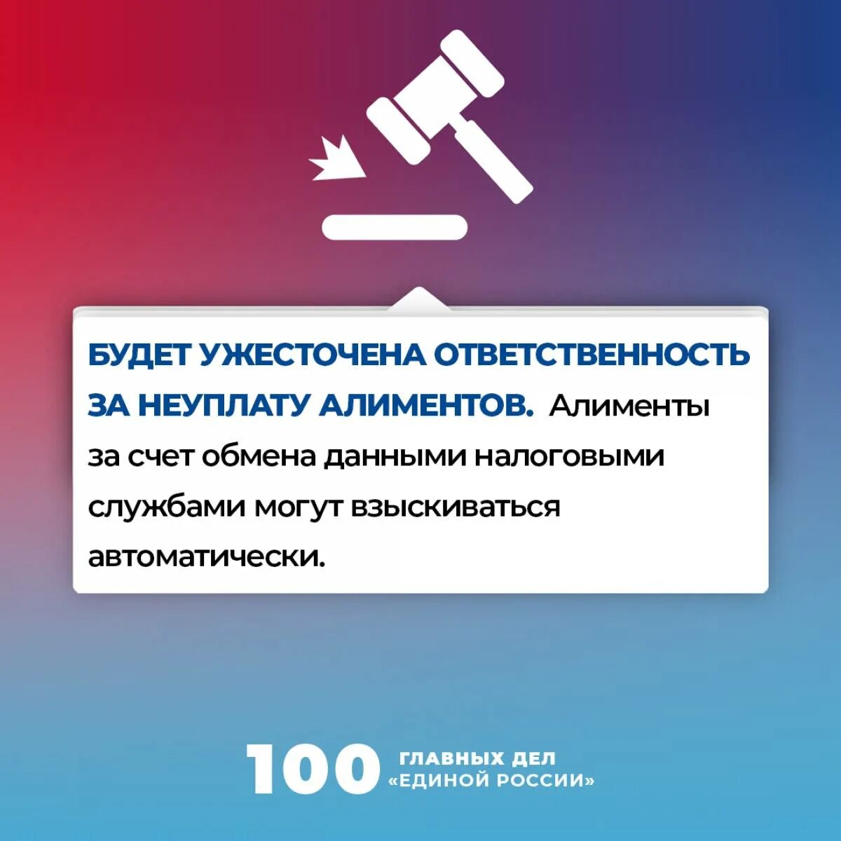 Срок за неуплату алиментов. Ответственность за неуплату алиментов. Ужесточение ответственности за неуплату алиментов. Уголовная ответственность за невыплату алиментов. 100 Главных дел Единой России.