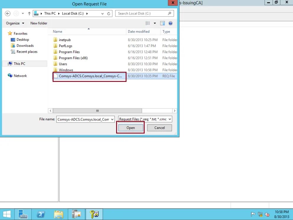 The request to open