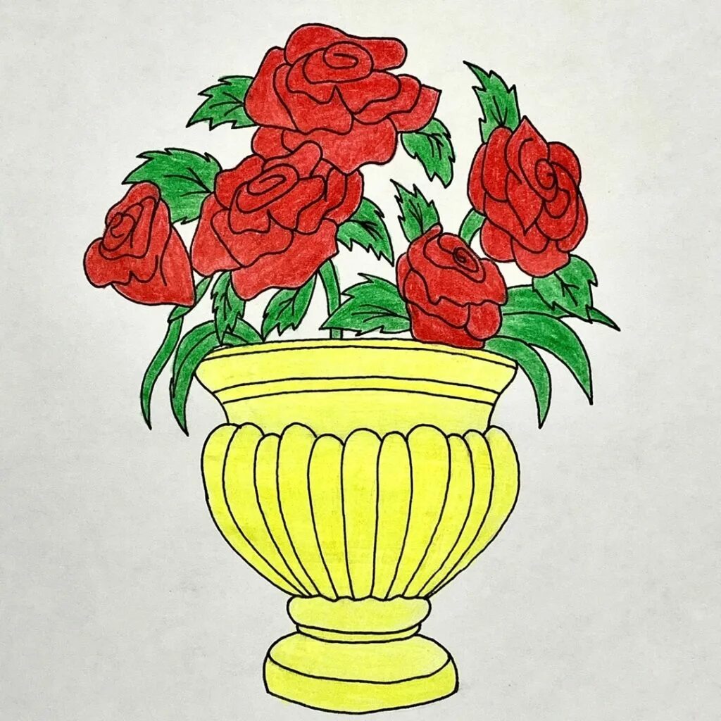 Как нарисовать розу в вазе. Букет роз рисунок карандашом. Розы в вазе акварелью. Раскраска цветы в вазе. Как нарисовать розу в вазе.