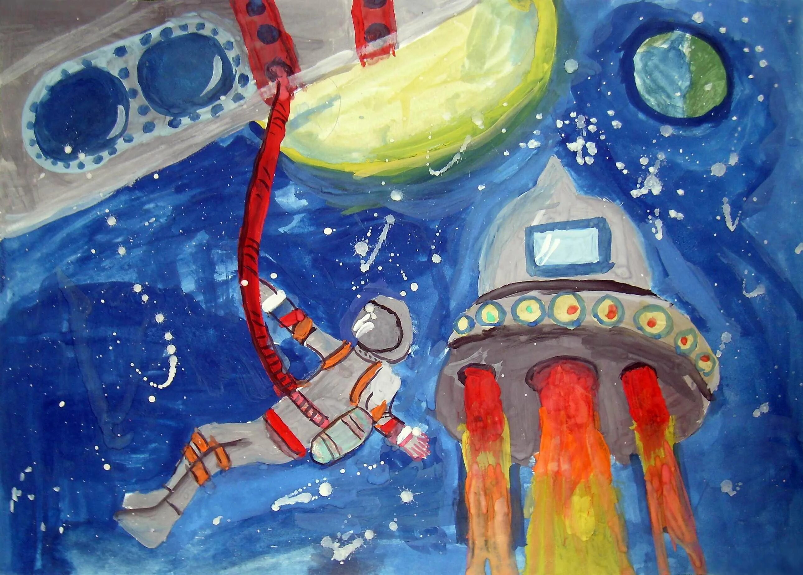 Рисунок на тему космонавтики 5 класс. Рисование для детей космос. рисунок ко дню космонавтики. рисунки на тему космос для детей. детские рисунки на тему космос.