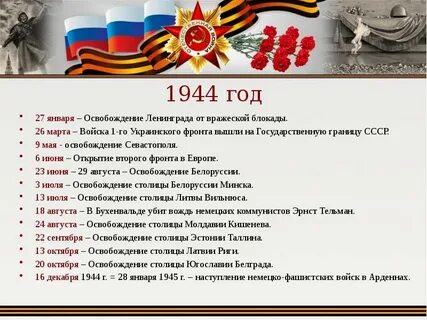 Презентация памятные даты великой отечественной войны