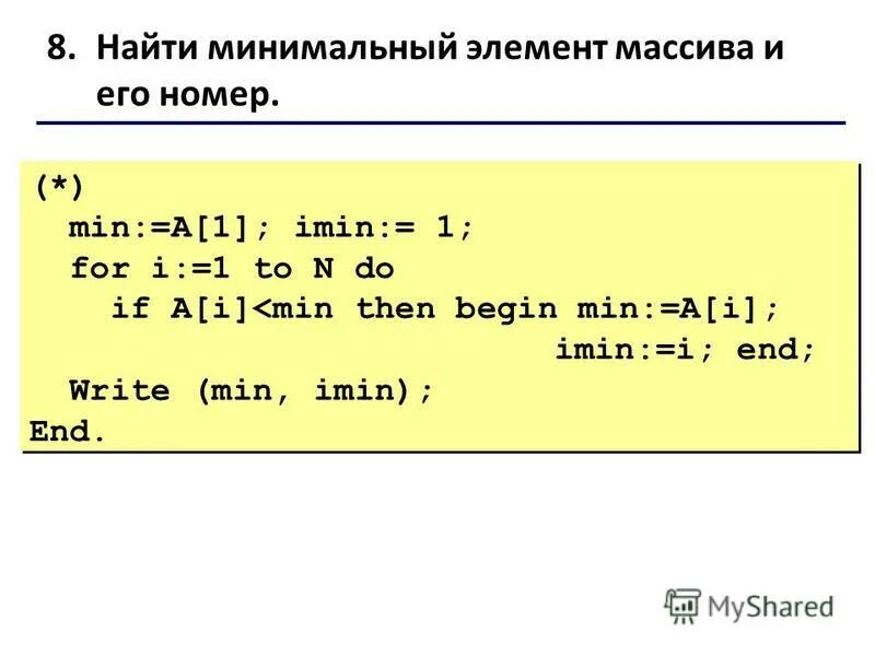 Поиск минимального элемента в одномерном массиве. Минимальный элемет в одномкрном масиве. Обращение к элементу массива. Динамический массив с++. Блок схема нахождения минимального элемента массива.