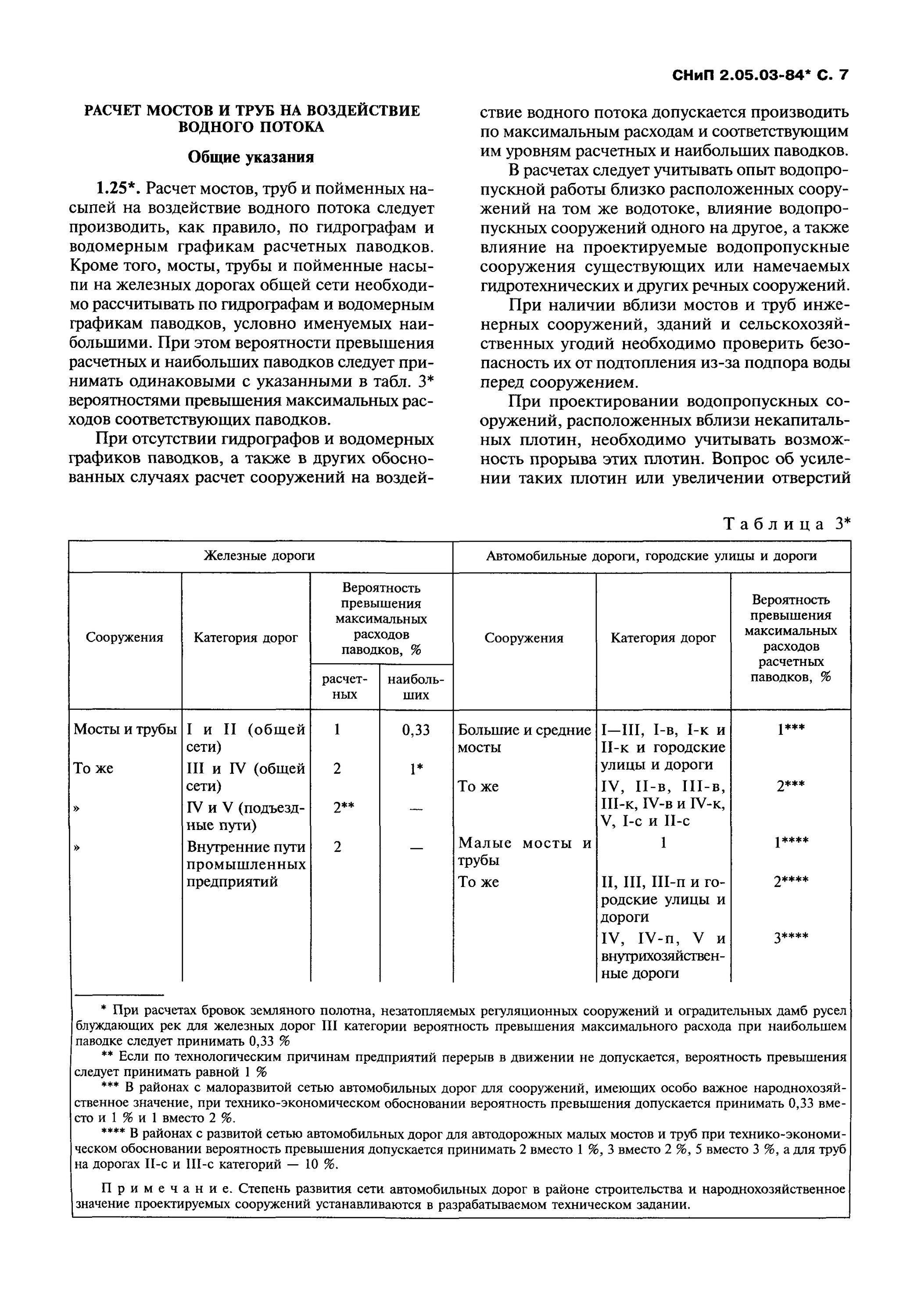 СНИП мосты и трубы. СНИП мосты и трубы  таблицу. Приложение к СНИП мосты и трубы. Вероятность превышения паводка для трубы на дороге. Снип мосты и трубы 2.05 03 84