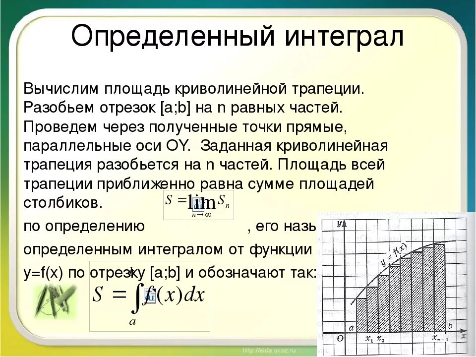 Контрольная работа площадь криволинейной трапеции