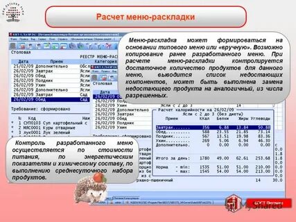 Программы расчета меню