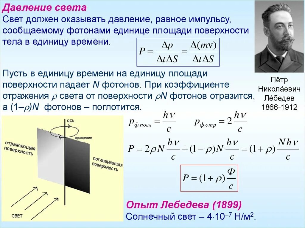 Давление света физика 11. Световое давление формула. Давление света физика 11 класс формула. Давление света квантовая физика. Формула определения светового давления.