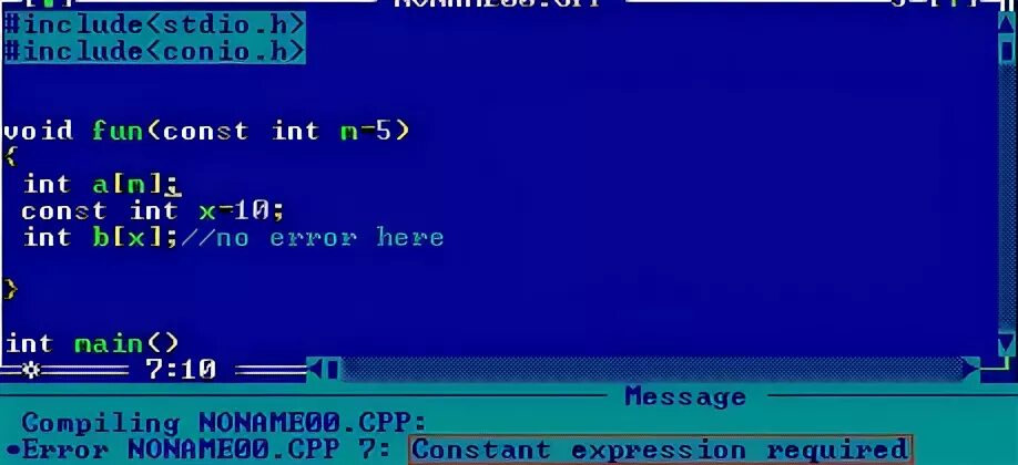 Cpp const. C++ SETCONSOLETITLE. Constant expression required. Array Size in New-expression must be constant.