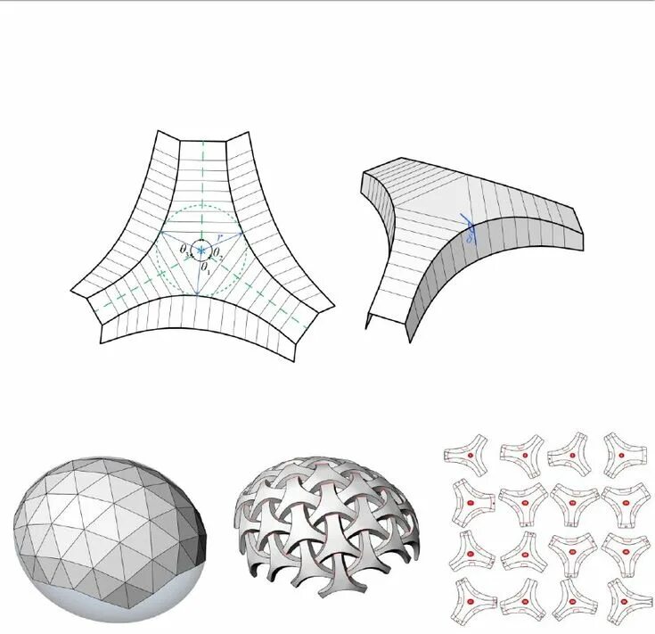 Shell structure. Параметрика беседка из фанеры сегмент. single curvature shell structure. double curvature shell structure. modular shell.