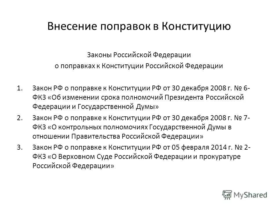 Вопросы изменения конституции рф