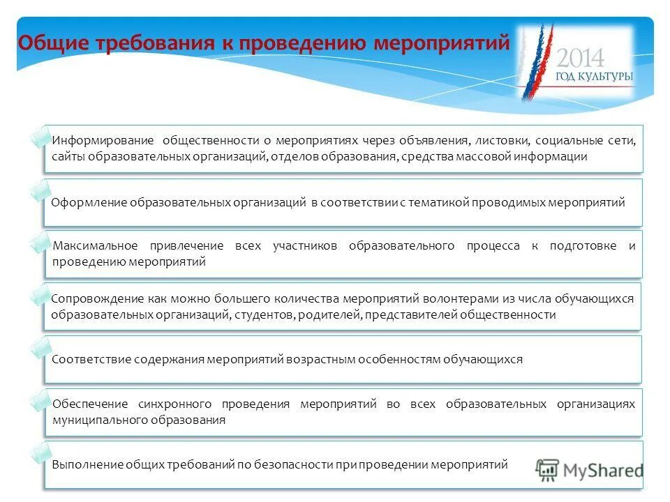 Что входит в организацию мероприятия. Основные требования к проведению мероприятий. Общие требования для проведения мероприятия. Общие требования к проведению мероприятий с родителями. Требования к организации массовых мероприятий.