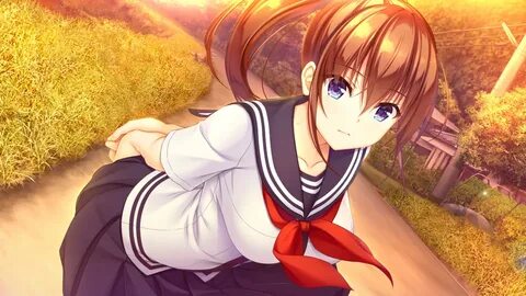 asami asami blush brown hair game cg grass hibiki works long hair natural v...