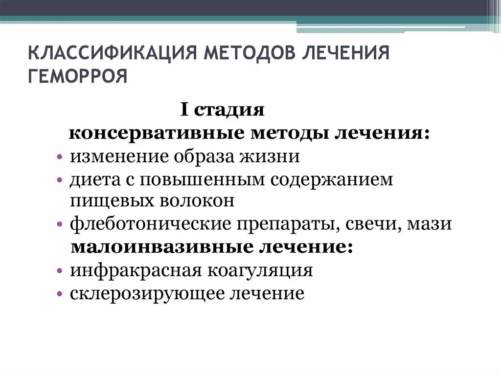 Лечение геморроя 2 стадии. Классификация геморроя. Метод лечения геморроя. Классификация методов лечения. Консервативная терапия геморроя.