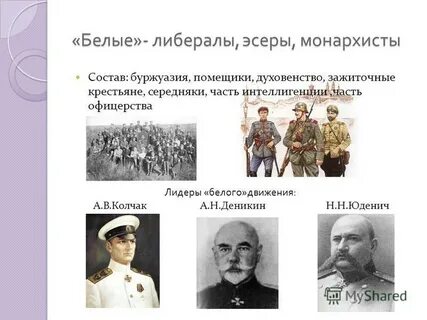 Руководители белого движения и места