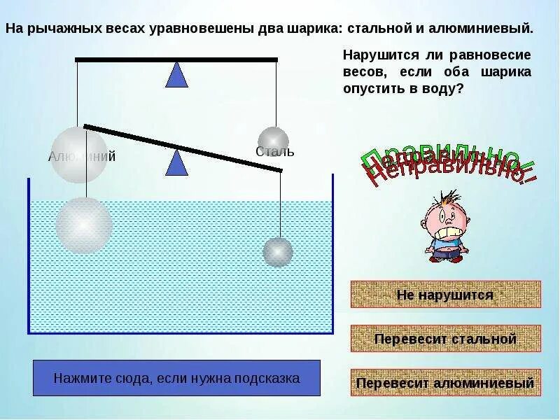 Алюминиевый и стальной шары имеют одинаковую массу. Сила Архимеда презентация. Уравновешенные весы. Уравновешенные рычажные весы. Масса на уравновешенных рычажных весах.