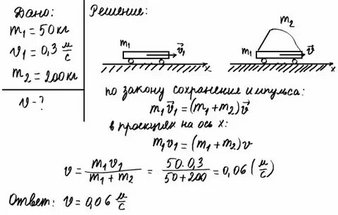 На вагонетку массой 2.4