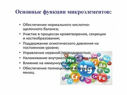 Микроэлементы функции