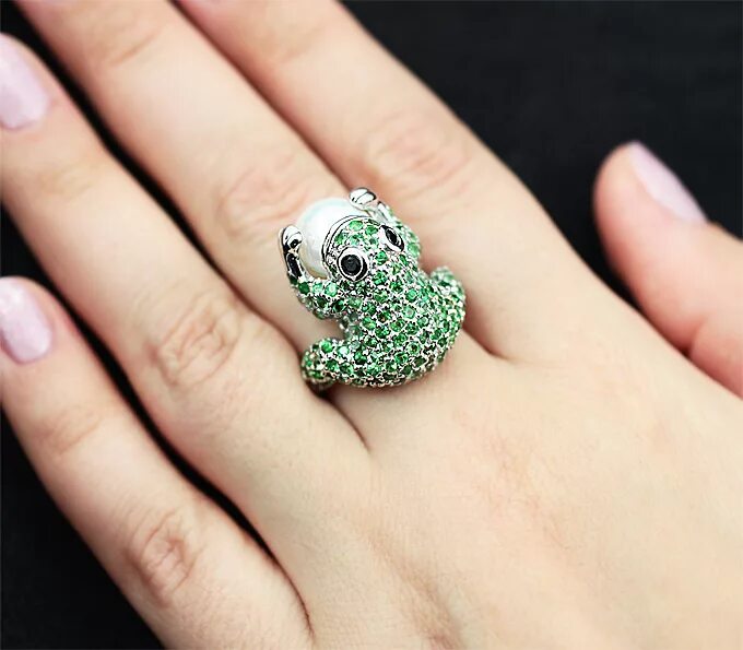 Shop Bernard Delettrez Designer Rings Long Froggy Bronze Ring W/ Enamel In Vert