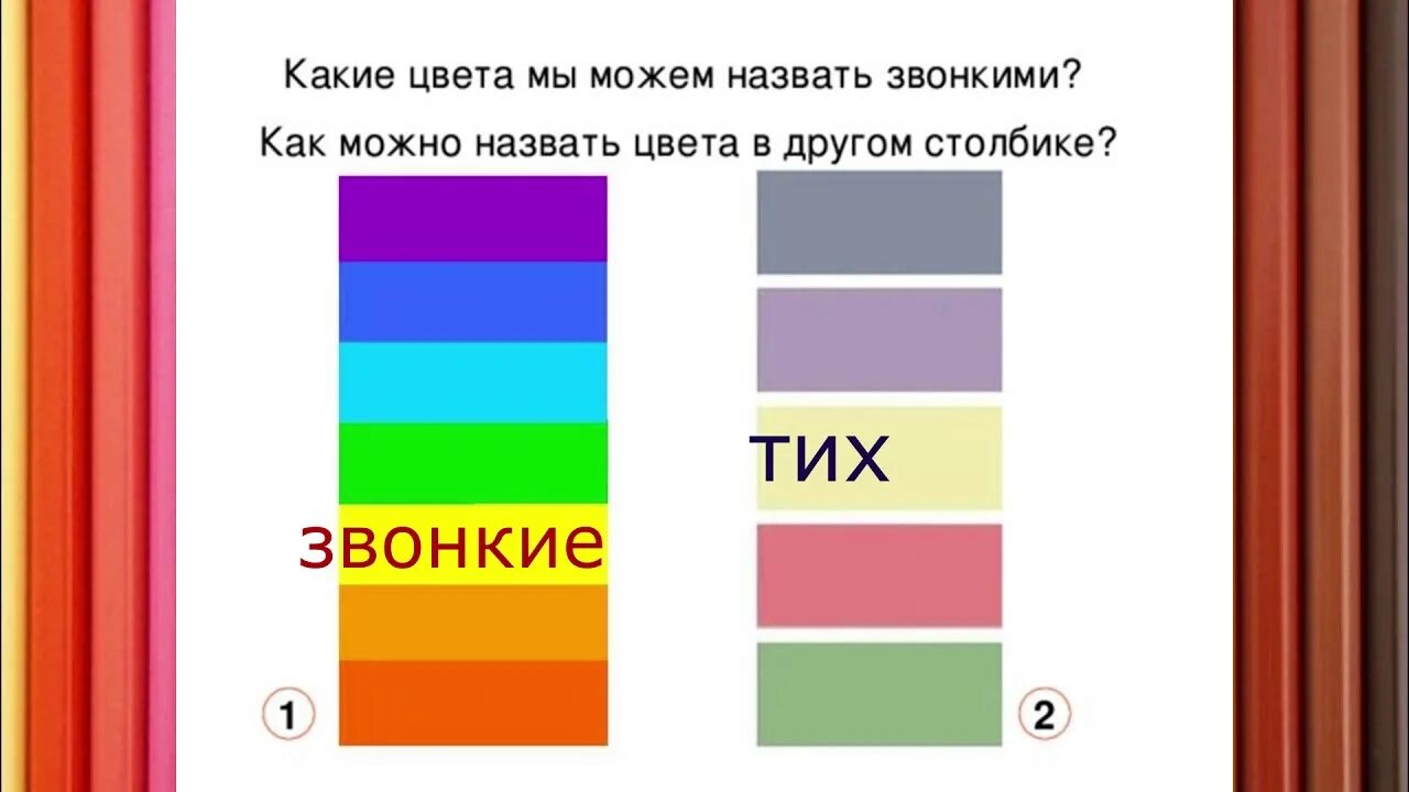 Тихие и звонкие цвета 2 класс презентация