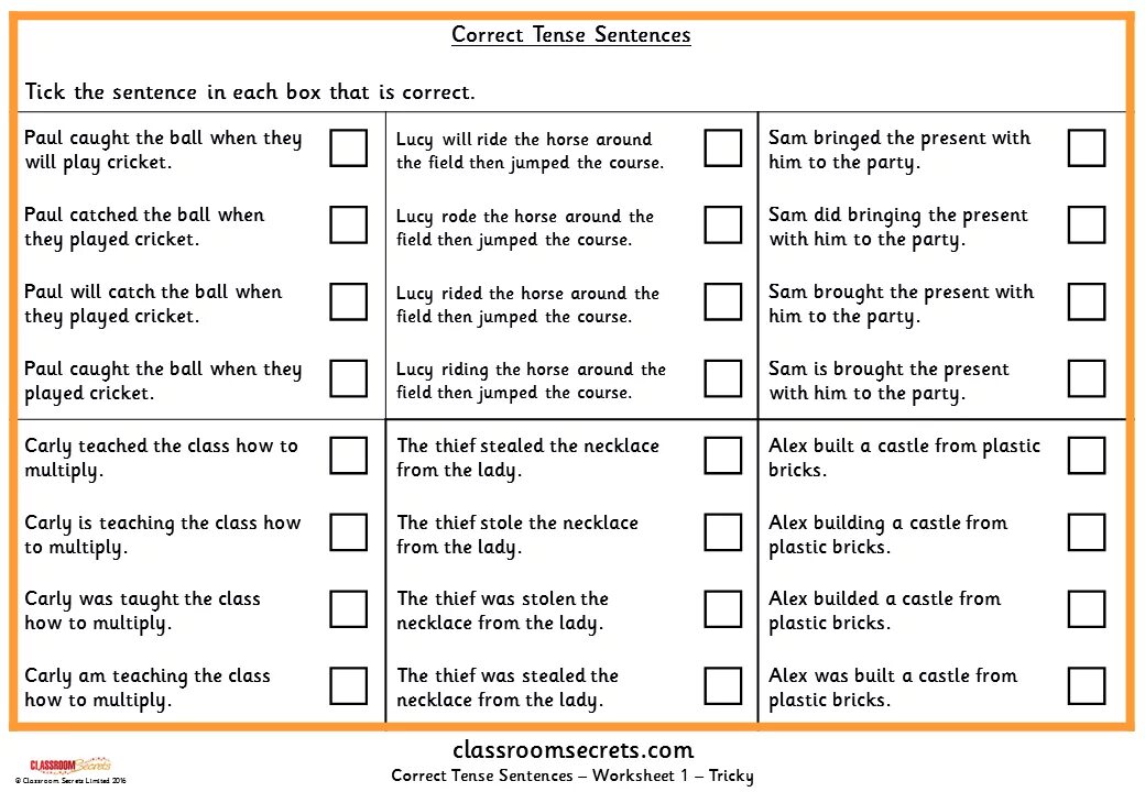 Tick sentences. Correct Tense. Tick the correct sentences. English Tenses exercises. Use the correct Tense вариант 2.