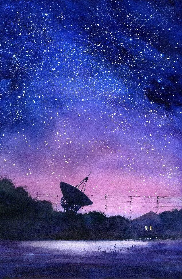 Звездное небо гуашью. Ночное небо акварелью. ночной пейзаж акварелью. звездное небо акварель. ночное небо гуашью.