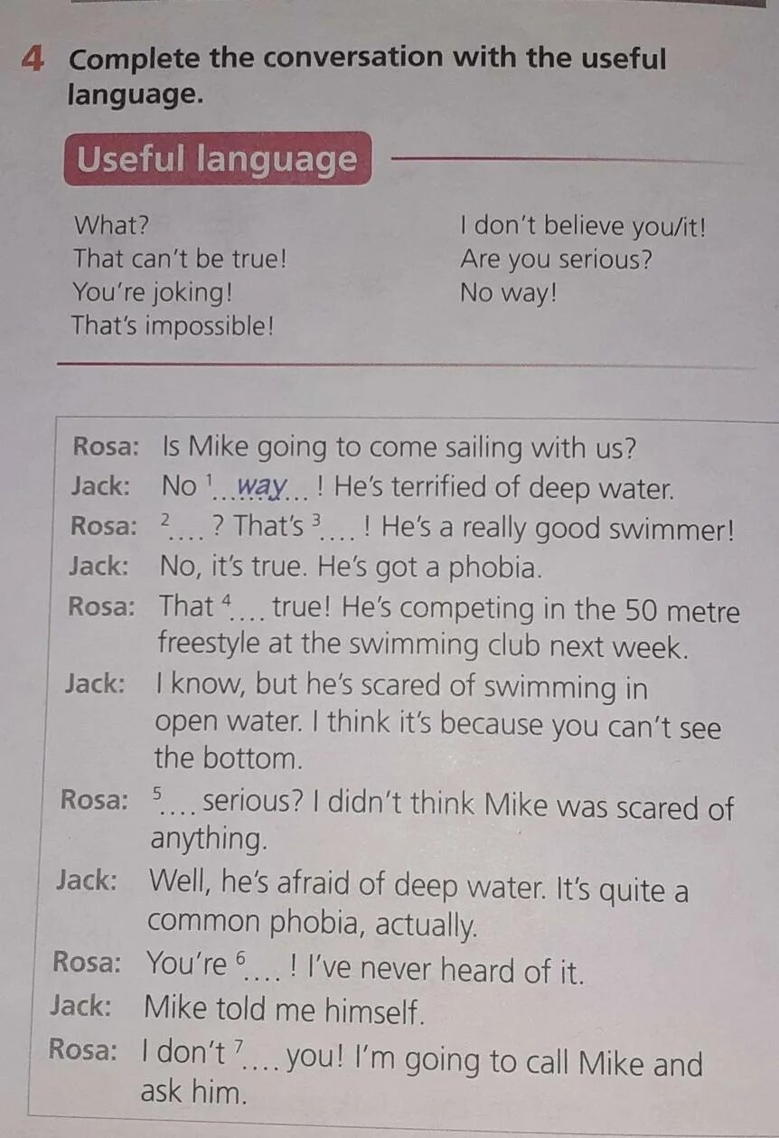 Complete the conversation with the useful language. Useful language.