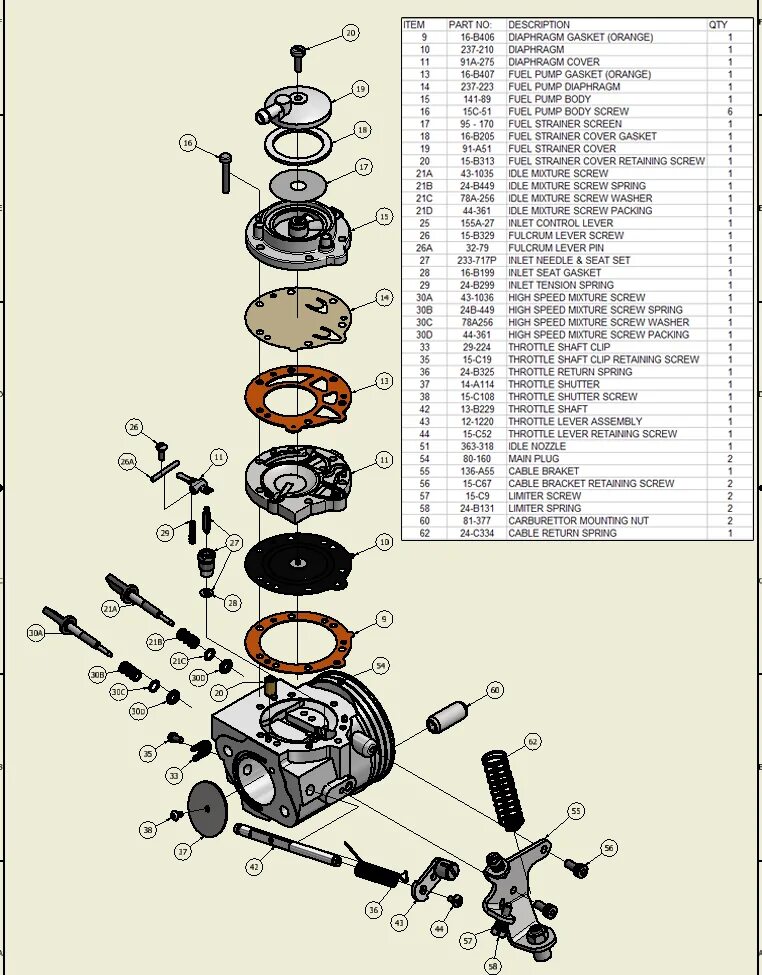 Part list. Tillotson 205a manual. 42082 part list.