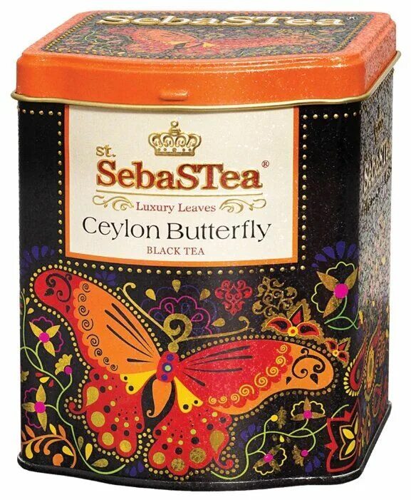 Чай черный ж б. Чай SEBASTEA Ceylon Butterfly. Чай SEBASTEA Luxury leaves. SEBASTEA чай чёрный. Себасти зеленый чай 100гр.