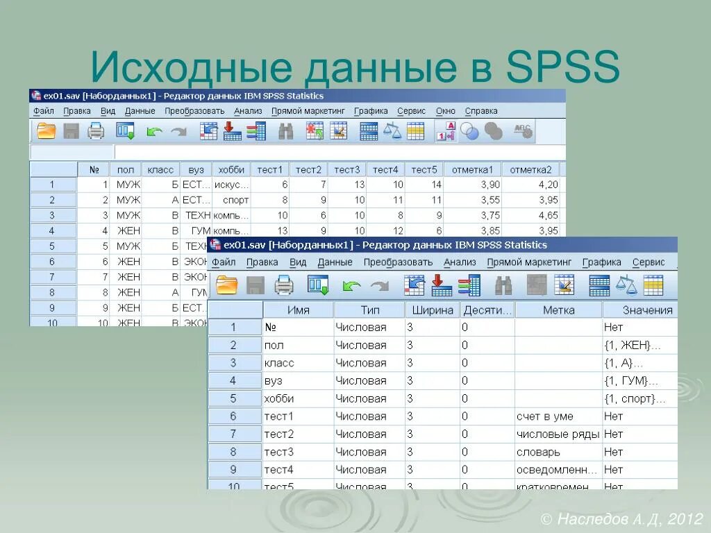 Исходные данные книги. Спсс. Статистический анализ в SPSS. Спсс программа. Программа SPSS В психологии.