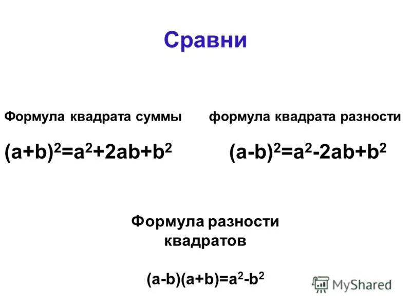 Формулы квадрата суммы и квадрата разности. Формула суммы квадратов 7 класс. Квадрат суммы и разности 7 класс презентация