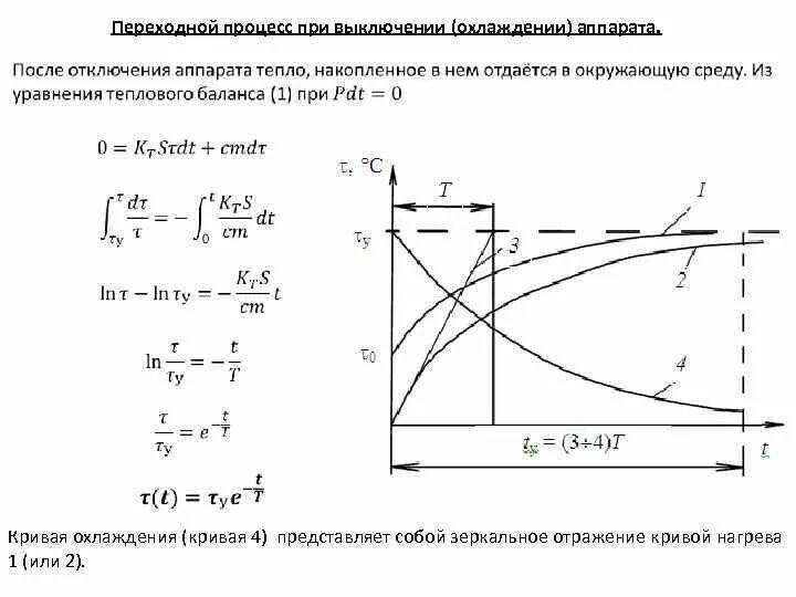 Время максимального нагрева. Переходный процесс нагрева или остывания электрического аппарата. Уравнение нагрева и охлаждения электродвигателя. Нагрев охлаждение таблица. Постоянная времени нагрева.