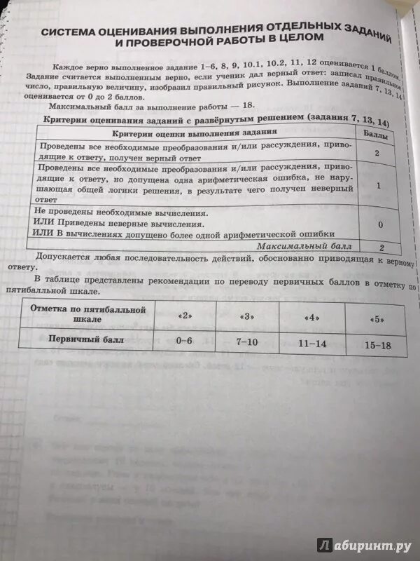 Критерии оценивания впр по математике 6