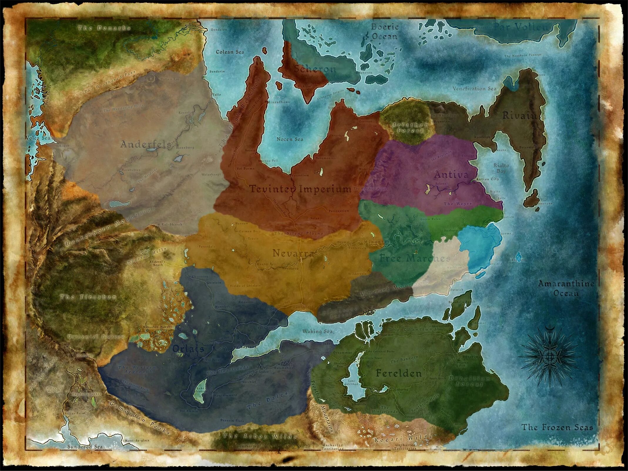 Тедас Dragon age. Драгон эйдж инквизиция карта Тедаса. Dragon age политическая карта.