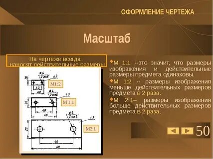 Отношение размеров изображенного на чертеже предмета