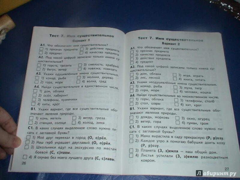 Тест имя существительное 1 вариант