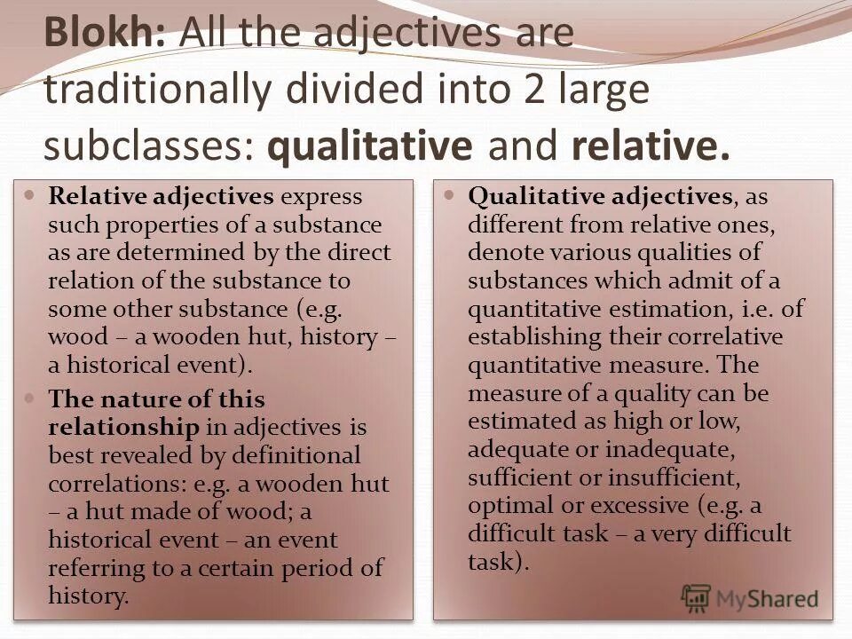 Adjectives definition