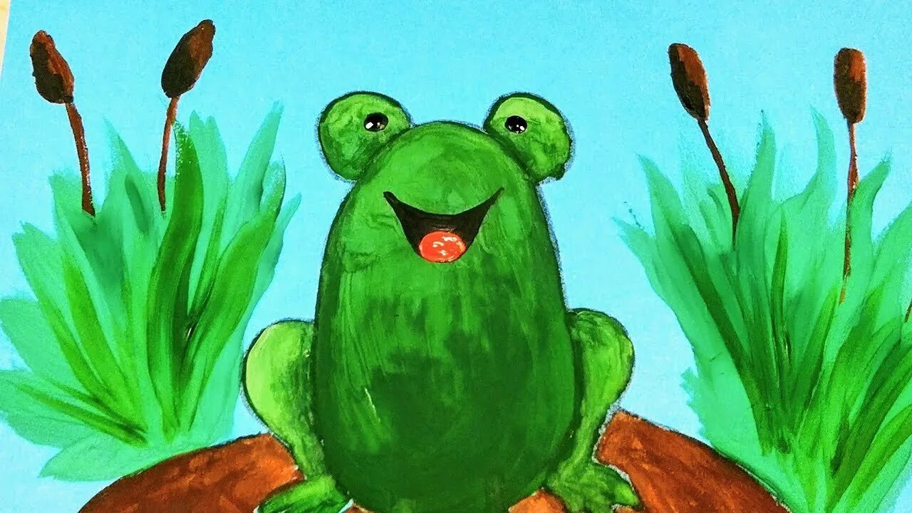 Рисунки лягушка 3 класса. Рисование красками для детей. лягушка красками для детей. детские рисунки красками. рисование лягушка красками.