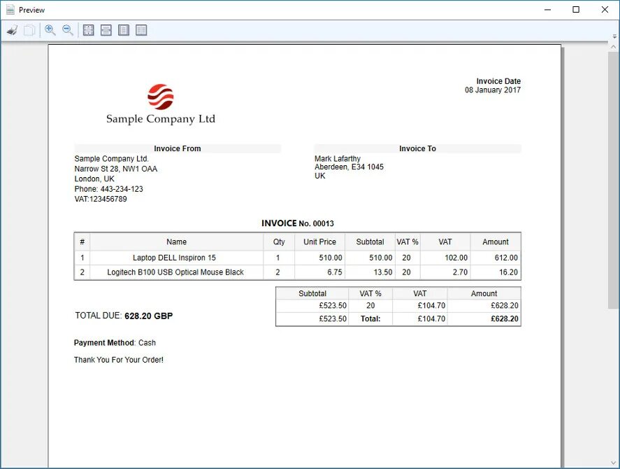 Invoice price