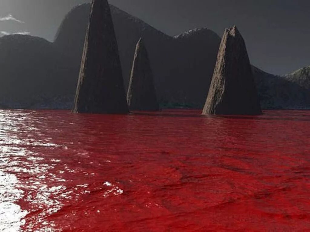 В воду красный из воды черный. Кровавое озеро Евангелион. Красный океан.