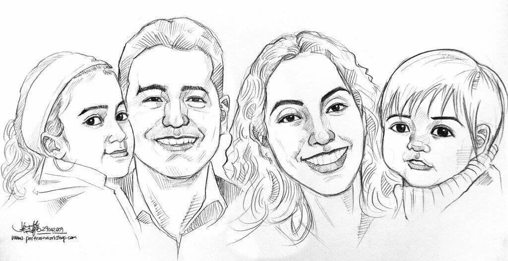 Портрет мамы папы. Семейный портрет карандашом. семья карандашом. семейный рисунок карандашом. рисунок моя семья карандашом.