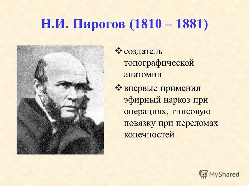 Законы пирогова. Н.И.пирогов (1810-1881).