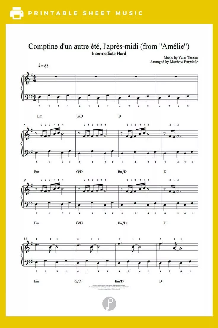 Comptine d un autre midi. Ноты yann tiersen - comptine autre ete. comptine yann tiersen на пианино. yann tiersen - comptine dun autre ete ноты. yann tiersen ноты амели.