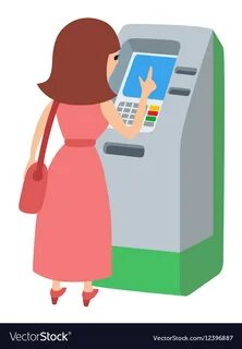 Woman using atm machine icon vector image on VectorStock.