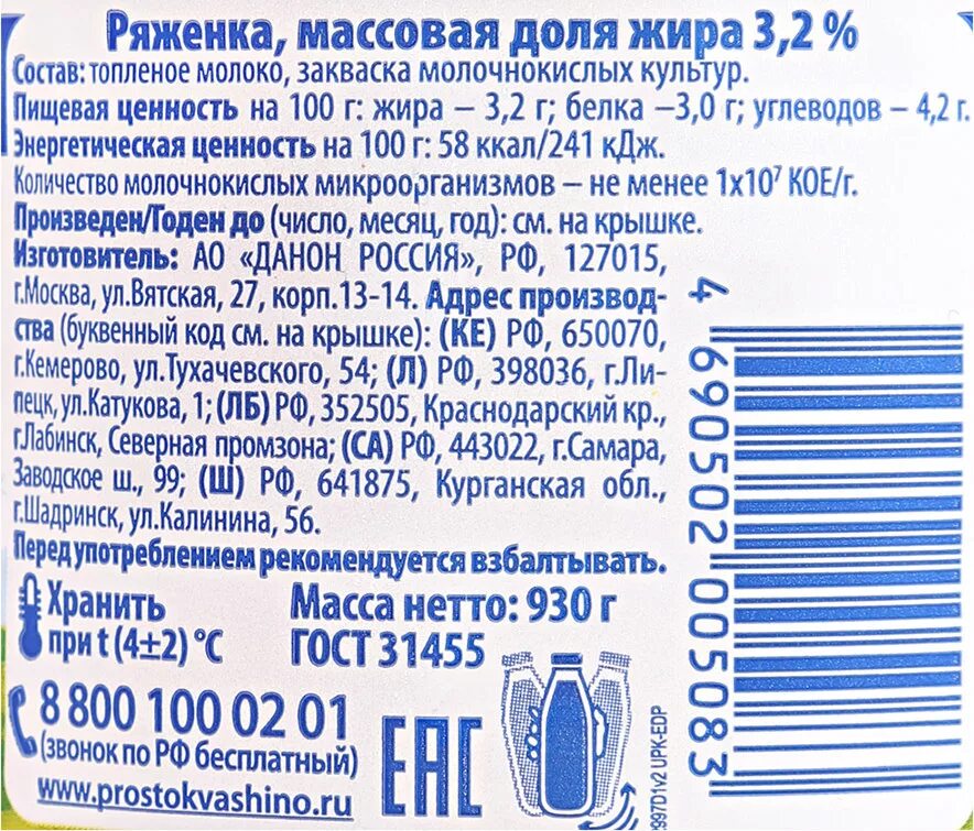 Тест ряженки