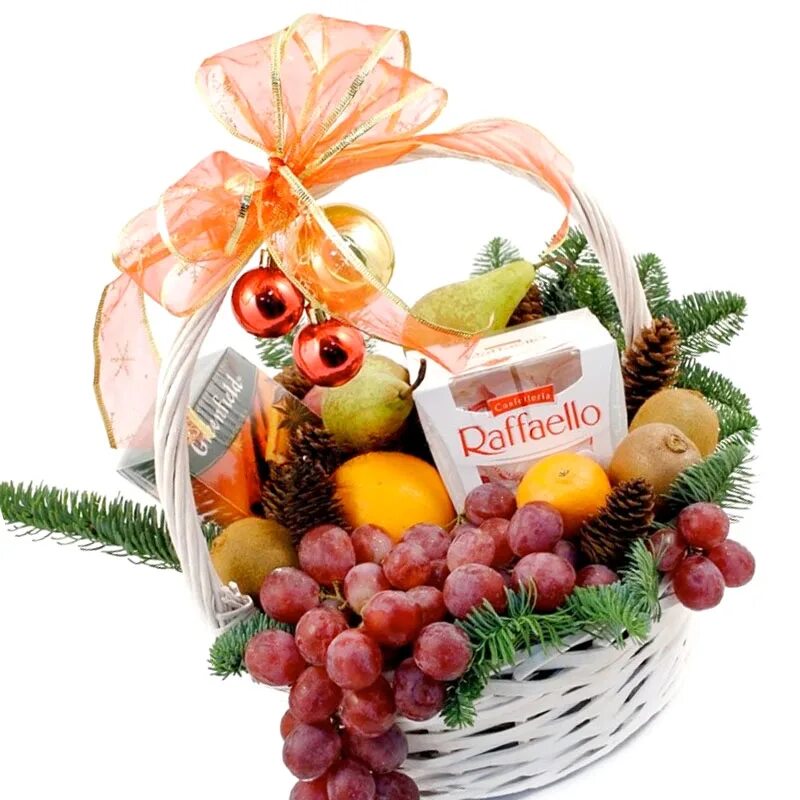 Новогодние корзинки с фруктами. Подарочная корзина с мандаринами. Фруктовая корзина на новый год в подарок. Новогодние корзинки с фруктами. Новогодние корзины подарочные с фруктами.