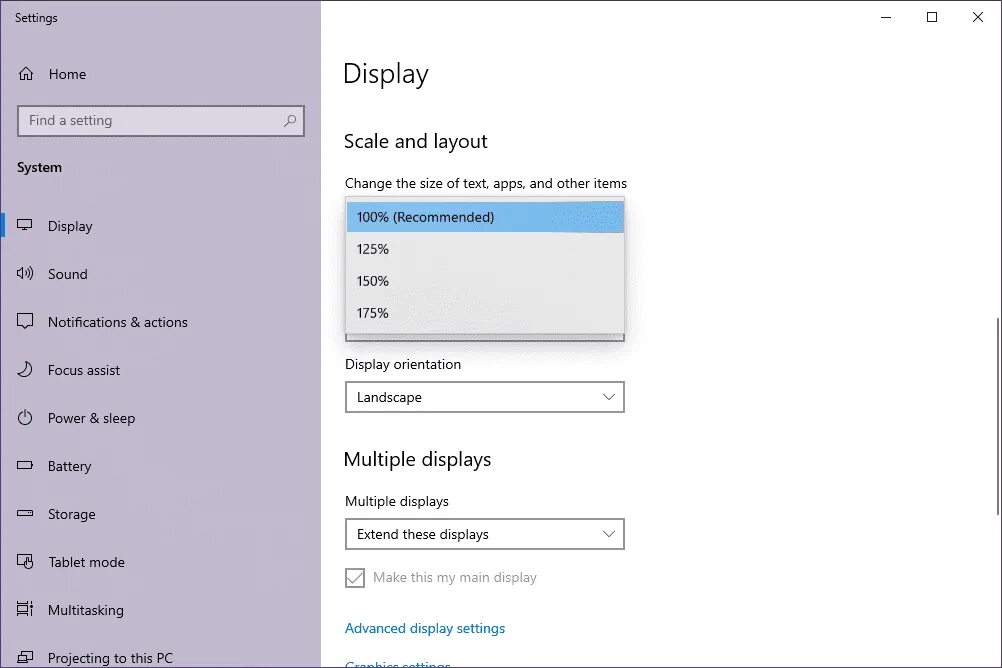 Windows font size