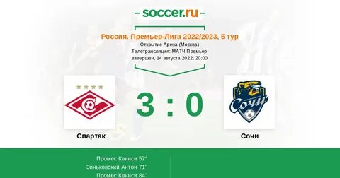 Счет матча сочи