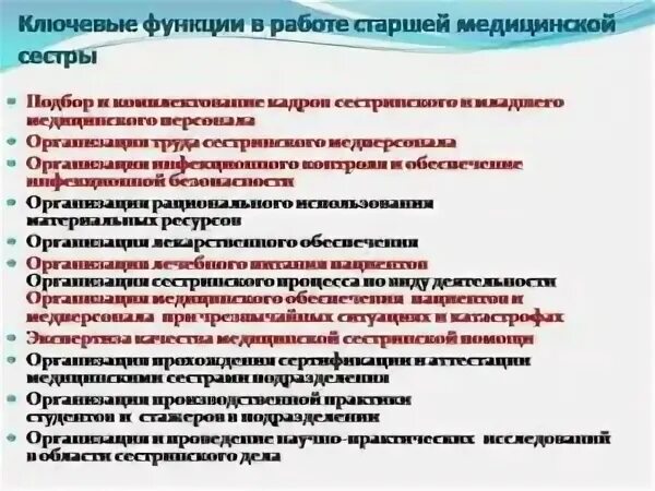 Должность старшая сестра