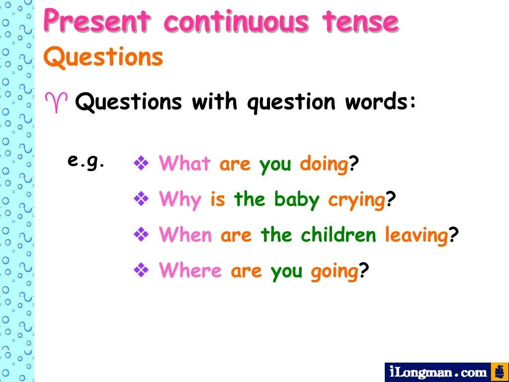 Present continuous revision. Презент континиус. Present Continuous Tense. Континиус вопрос. Специальные вопросы в английском языке present Continuous.