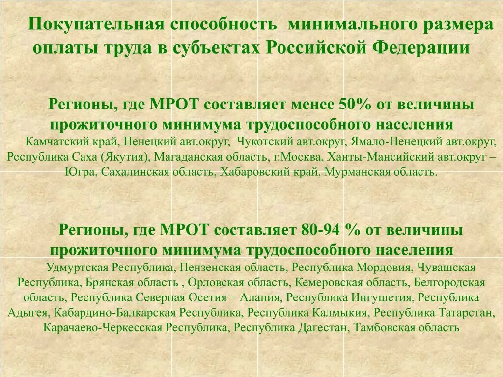 Снижение покупательной способности заработной платы пример