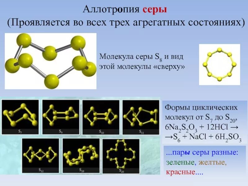 Три молекулы серы